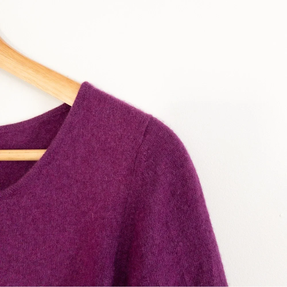 Forte Cashmere Magenta Purple Pink Handkerchief Peplum Hem Sweater Small